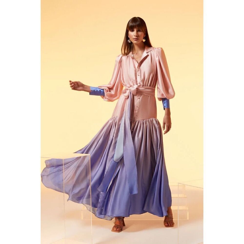 NWT Gigii’s Serenity Pink & Purple Button Front Maxi Dress Size XS MSRP $523
